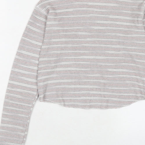 Topshop Womens Red Round Neck Striped Polyester Pullover Jumper Size 6