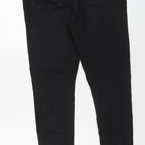 Marks and Spencer Womens Black Cotton Skinny Jeans Size 14 Regular Zip