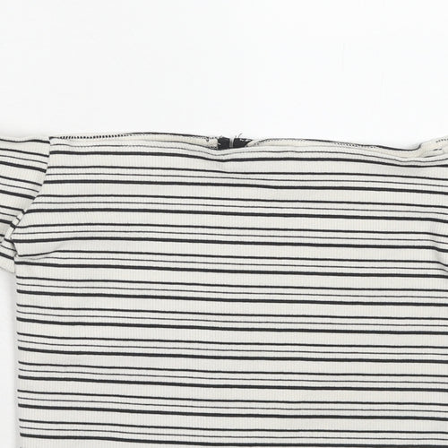 Topshop Womens White Striped Cotton Basic Tank Size 8 Square Neck