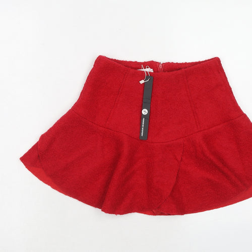 Mystery Womens Red Acrylic Skater Skirt Size S Zip