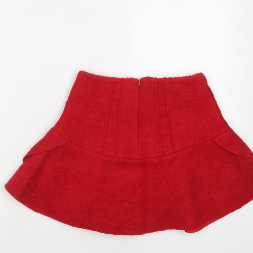 Mystery Womens Red Acrylic Skater Skirt Size S Zip