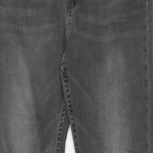 Marks and Spencer Womens Grey Cotton Straight Jeans Size 16 Slim Zip