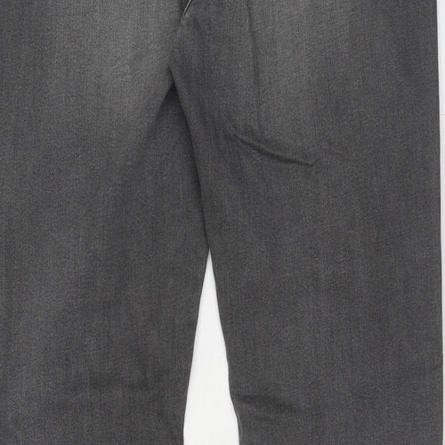 Marks and Spencer Womens Grey Cotton Straight Jeans Size 16 Slim Zip