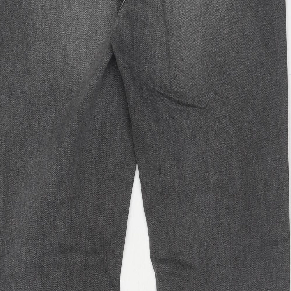 Marks and Spencer Womens Grey Cotton Straight Jeans Size 16 Slim Zip