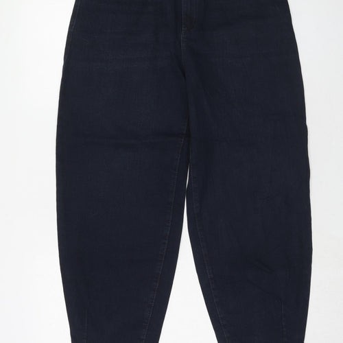 Marks and Spencer Womens Blue Cotton Mom Jeans Size 12 Slim Zip