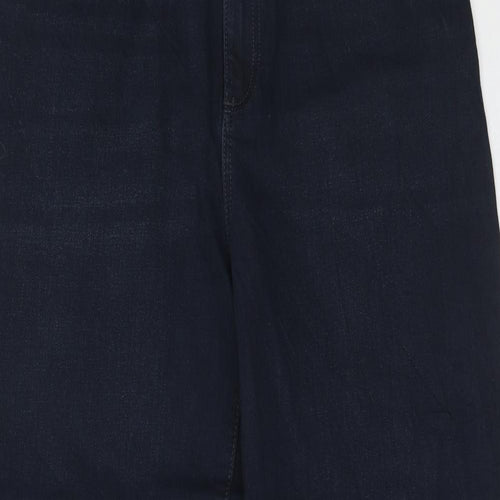 Marks and Spencer Womens Blue Cotton Mom Jeans Size 12 Slim Zip