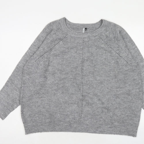 Intuition Womens Grey Round Neck Acrylic Pullover Jumper Size 20