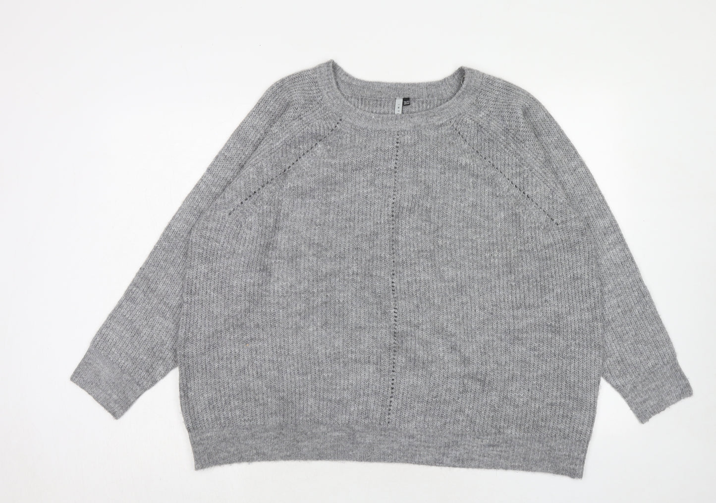 Intuition Womens Grey Round Neck Acrylic Pullover Jumper Size 20