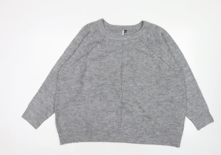 Intuition Womens Grey Round Neck Acrylic Pullover Jumper Size 20