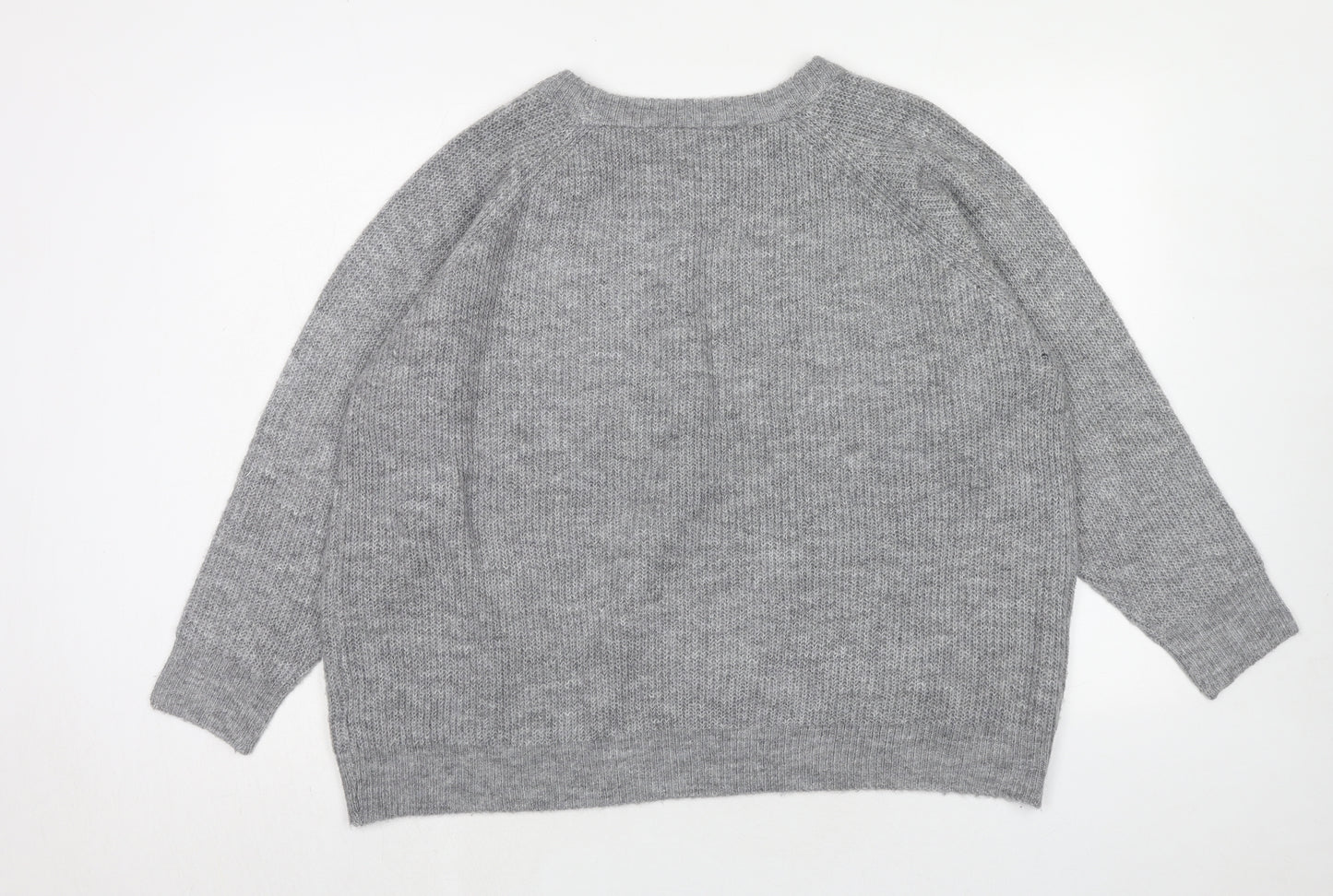 Intuition Womens Grey Round Neck Acrylic Pullover Jumper Size 20