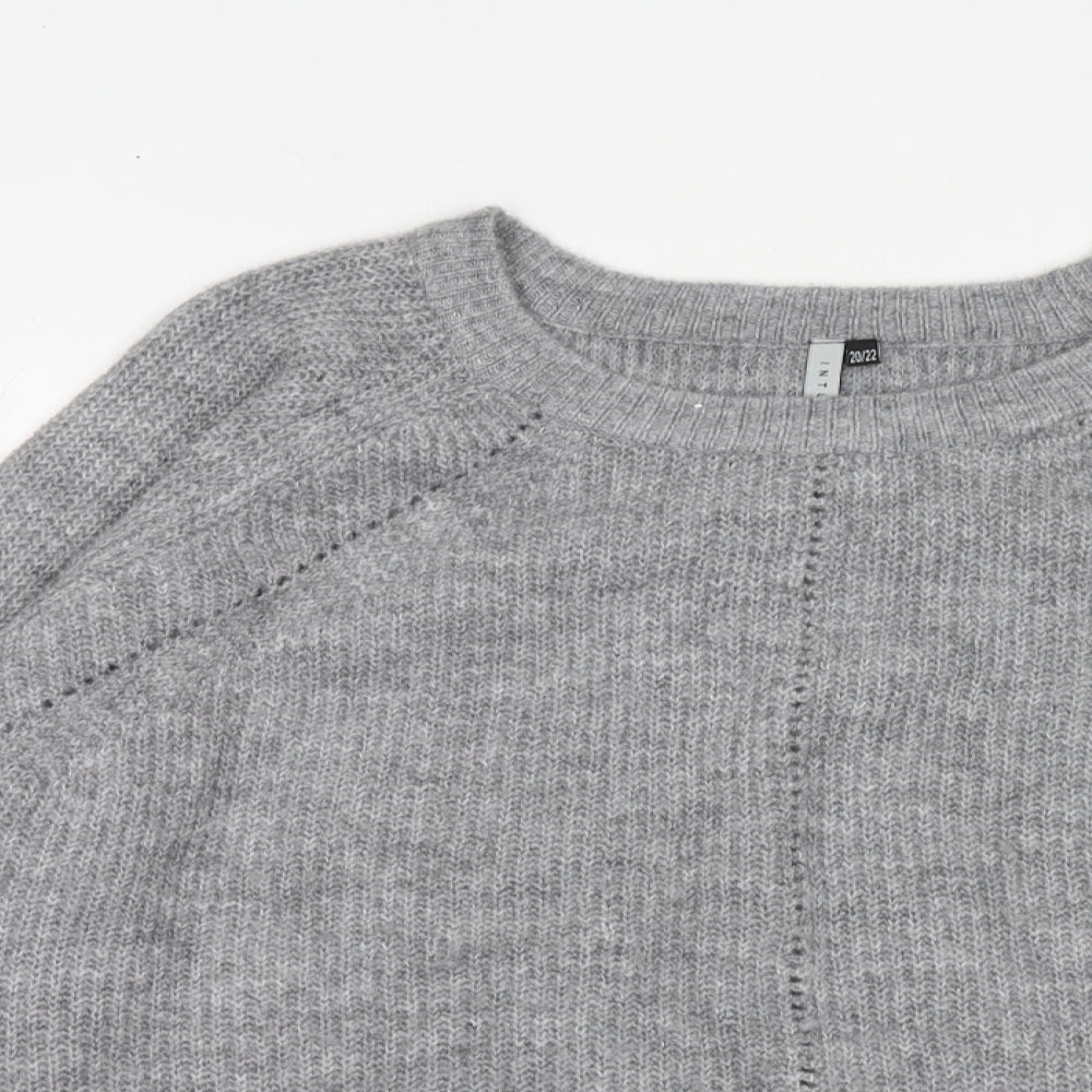 Intuition Womens Grey Round Neck Acrylic Pullover Jumper Size 20