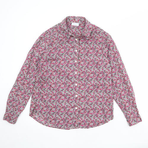 Cotswold Collections Womens Multicoloured Floral 100% Cotton Basic Button-Up Size 14 Collared