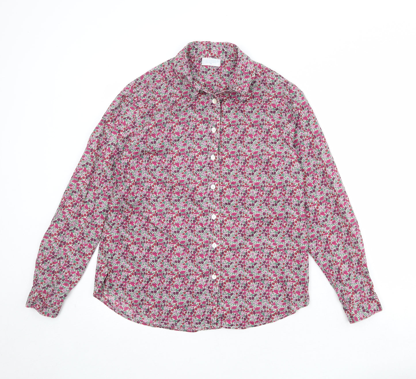 Cotswold Collections Womens Multicoloured Floral 100% Cotton Basic Button-Up Size 14 Collared