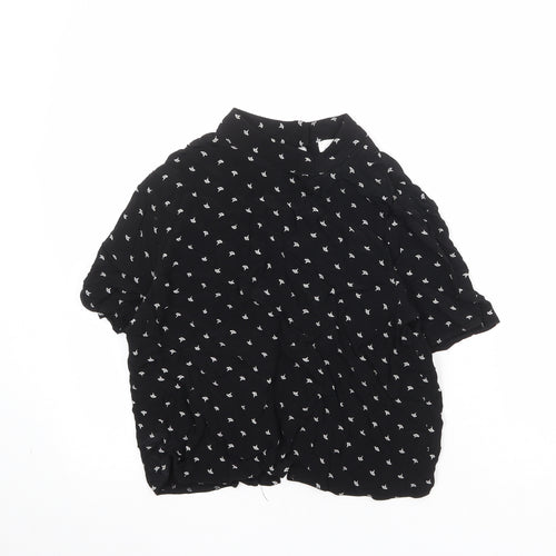 Cooperative Womens Black Geometric Viscose Basic Blouse Size M Round Neck