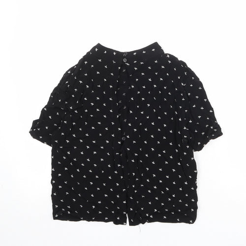 Cooperative Womens Black Geometric Viscose Basic Blouse Size M Round Neck