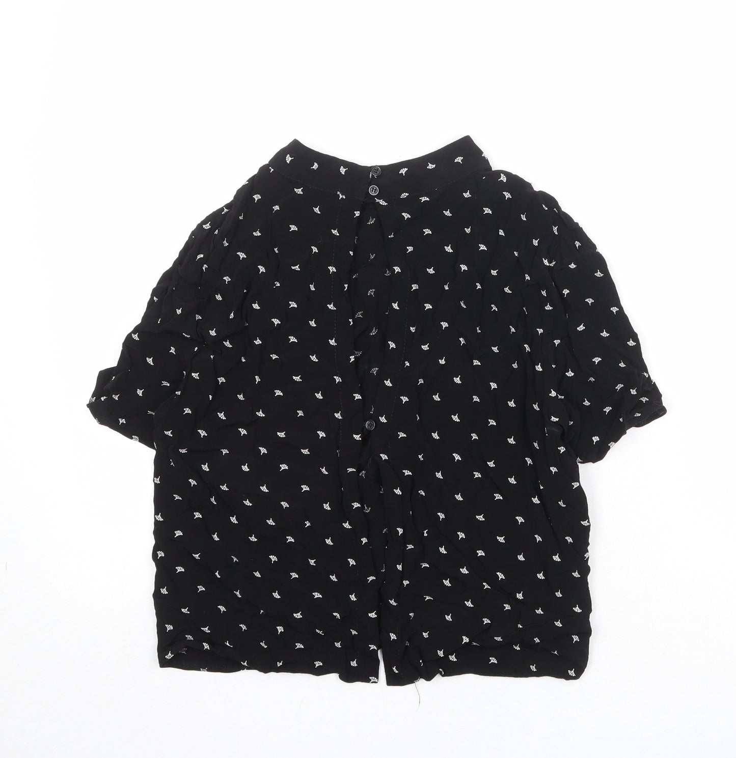Cooperative Womens Black Geometric Viscose Basic Blouse Size M Round Neck