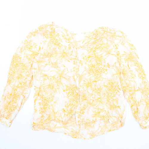 Gap Womens Orange Floral Viscose Basic Button-Up Size S V-Neck
