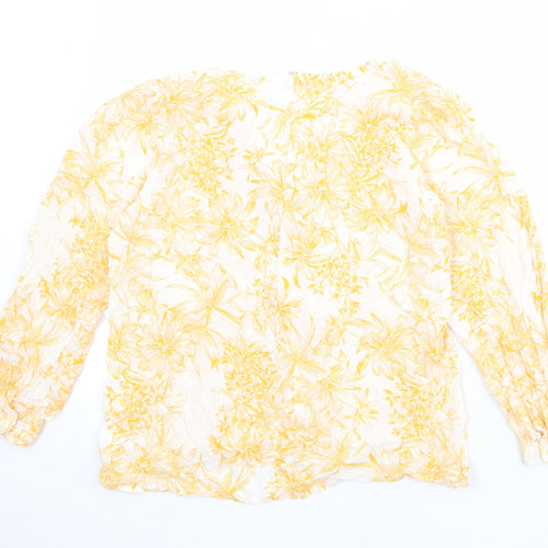 Gap Womens Orange Floral Viscose Basic Button-Up Size S V-Neck