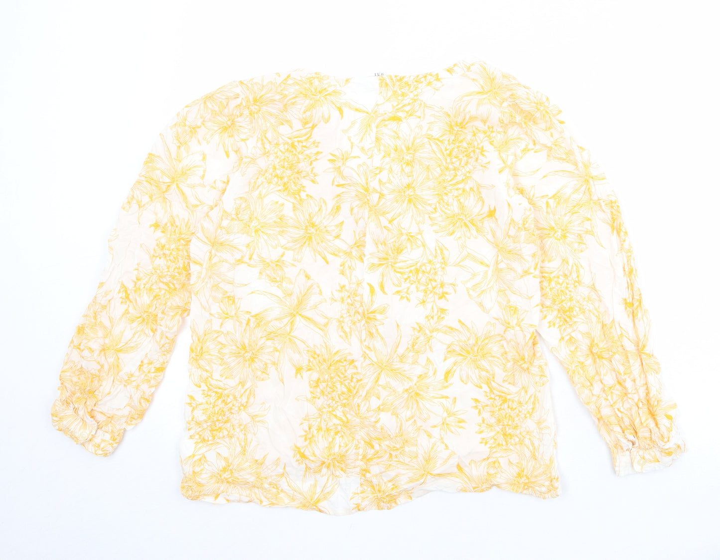 Gap Womens Orange Floral Viscose Basic Button-Up Size S V-Neck