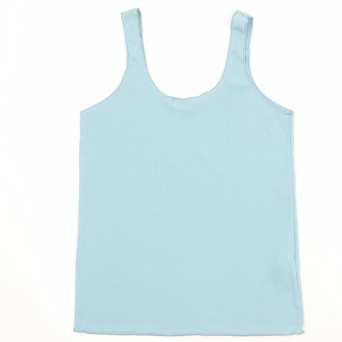 Zara Womens Blue Polyester Basic Tank Size S Scoop Neck