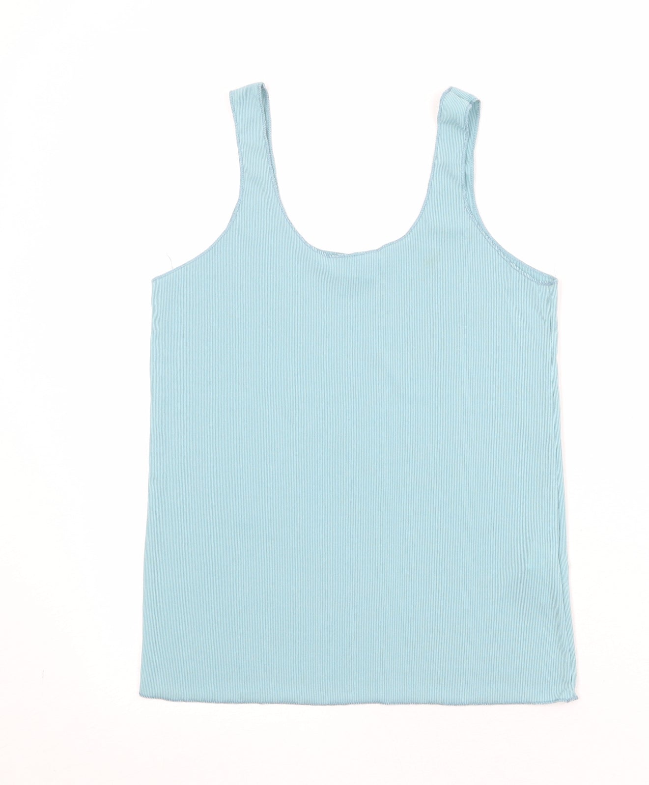 Zara Womens Blue Polyester Basic Tank Size S Scoop Neck