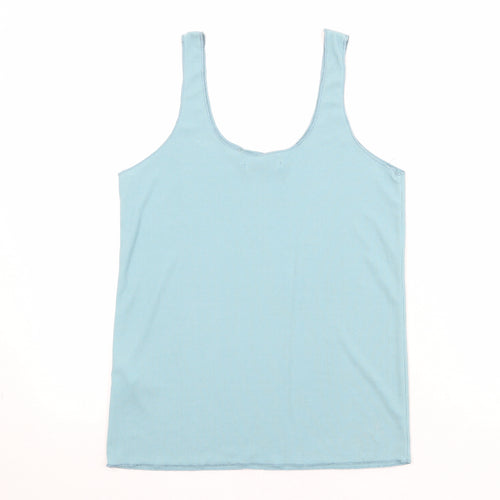Zara Womens Blue Polyester Basic Tank Size S Scoop Neck