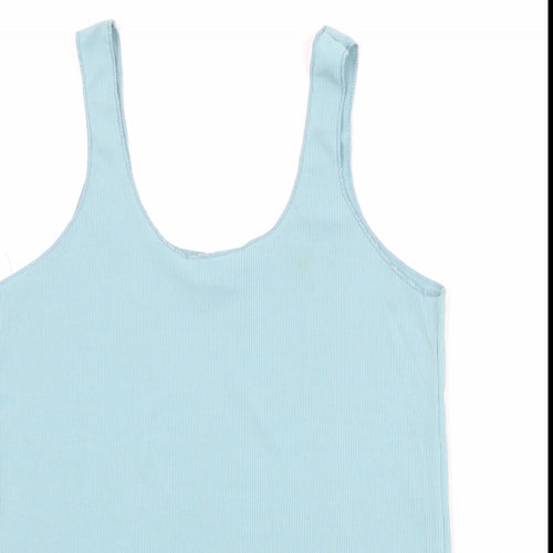 Zara Womens Blue Polyester Basic Tank Size S Scoop Neck