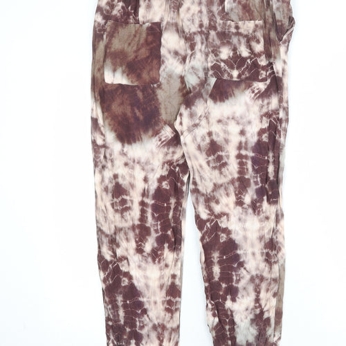 Zara Womens Multicoloured Polyester Trousers Size M Regular Zip - Tie Dye