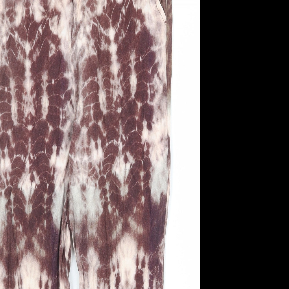 Zara Womens Multicoloured Polyester Trousers Size M Regular Zip - Tie Dye