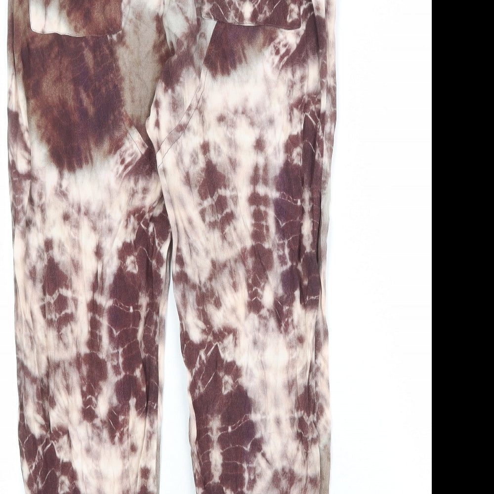 Zara Womens Multicoloured Polyester Trousers Size M Regular Zip - Tie Dye