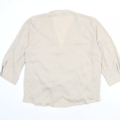 Wallis Womens Beige Polyester Basic Blouse Size XL V-Neck