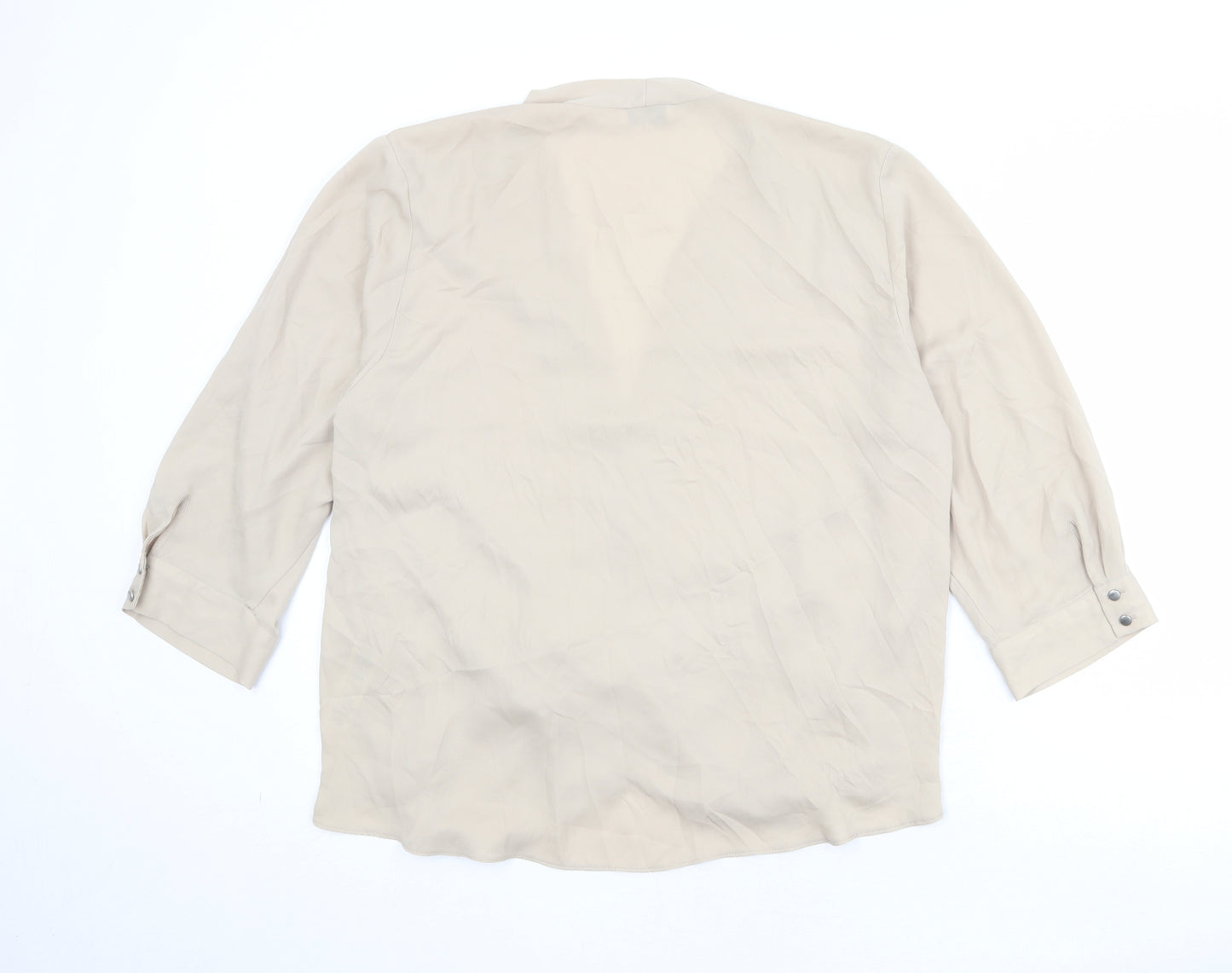 Wallis Womens Beige Polyester Basic Blouse Size XL V-Neck