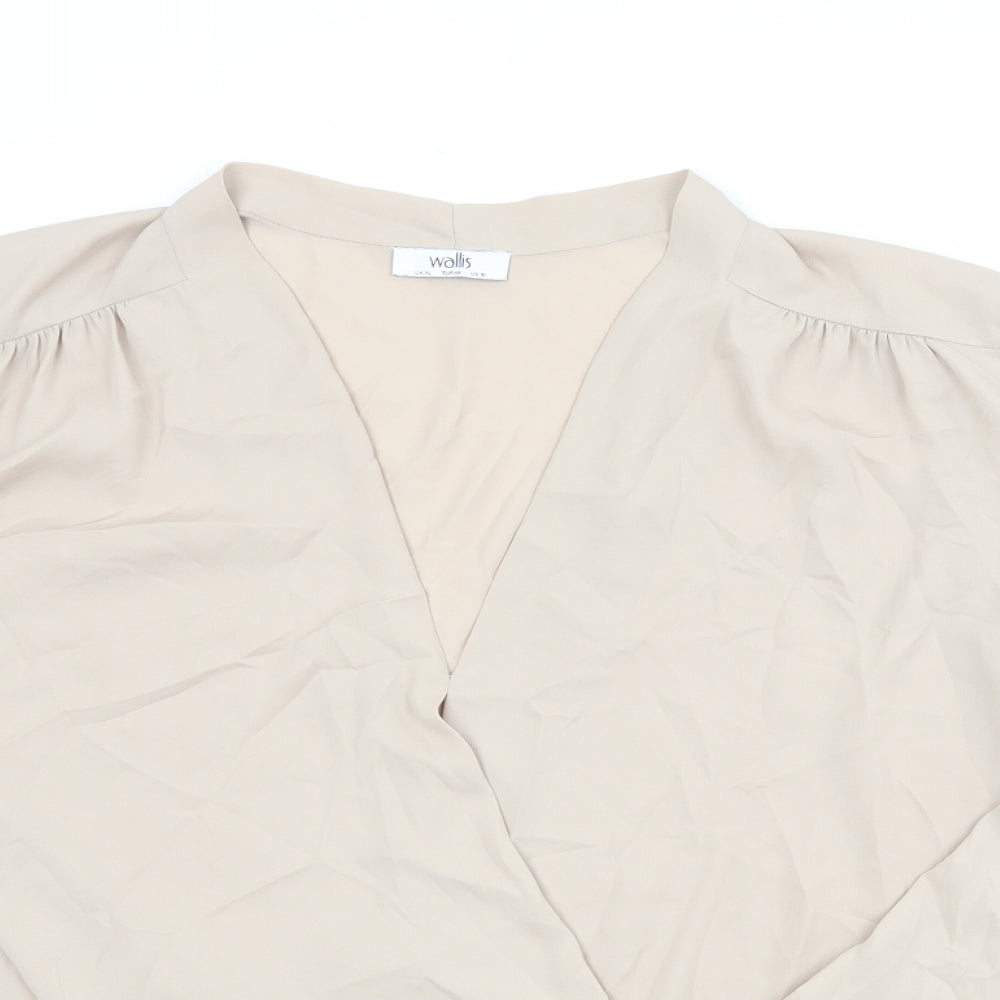 Wallis Womens Beige Polyester Basic Blouse Size XL V-Neck