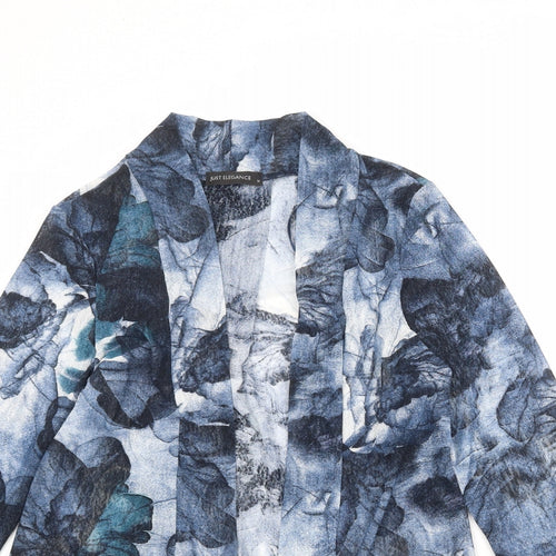 Just Elegance Womens Blue Geometric Polyester Kimono Blouse Size M V-Neck