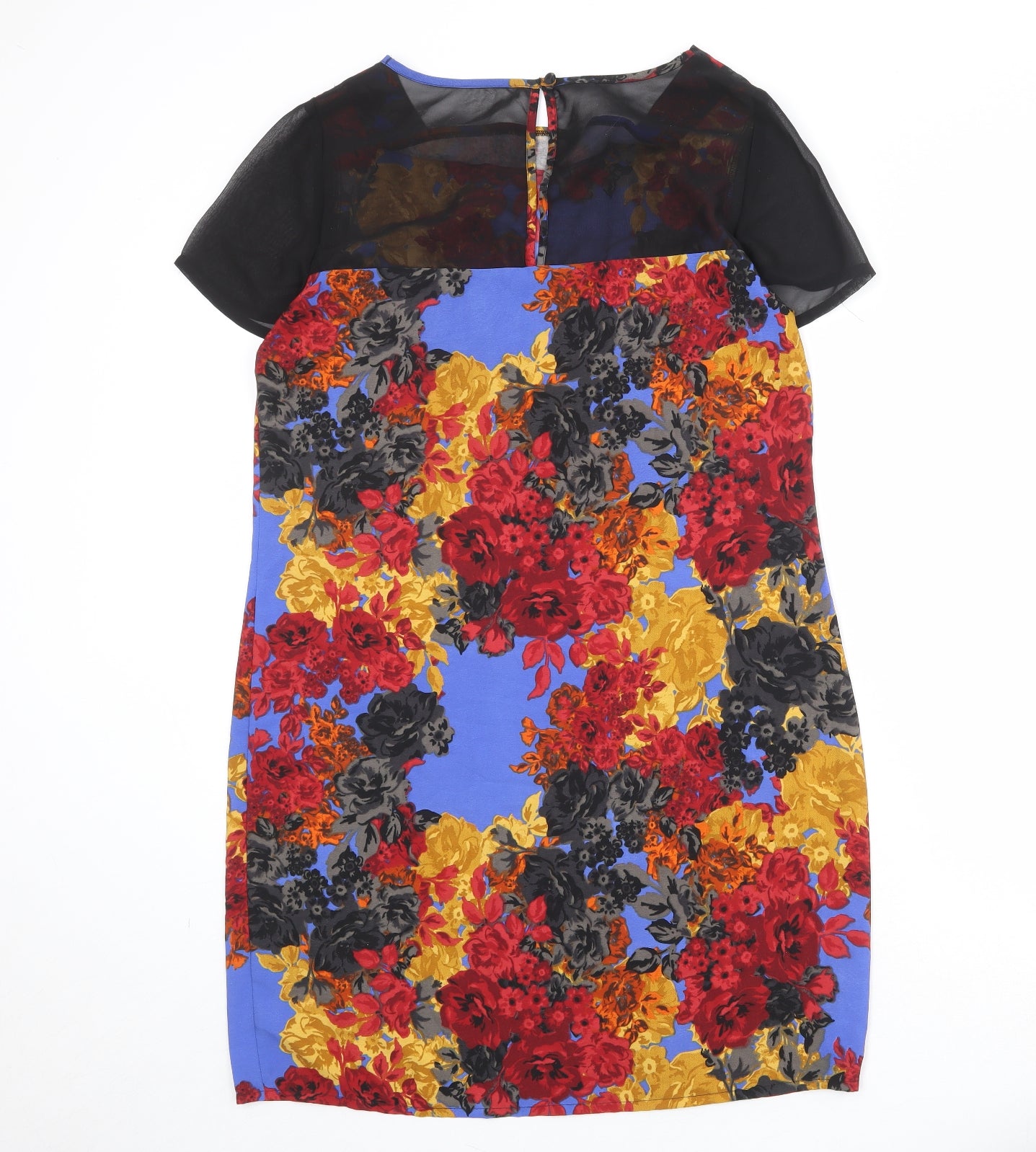 NEXT Womens Multicoloured Floral Polyester A-Line Size 14 Round Neck Button