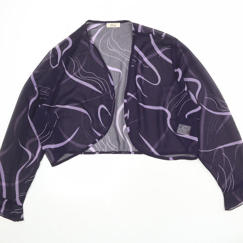 ELVI Womens Purple Geometric Polyester Kimono Blouse Size 24 V-Neck