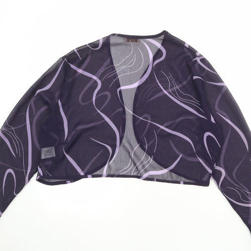 ELVI Womens Purple Geometric Polyester Kimono Blouse Size 24 V-Neck