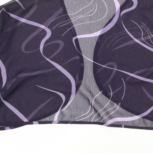 ELVI Womens Purple Geometric Polyester Kimono Blouse Size 24 V-Neck