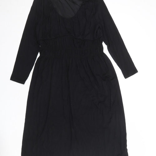 Marks and Spencer Womens Black Viscose Trapeze & Swing Size 14 Round Neck Pullover