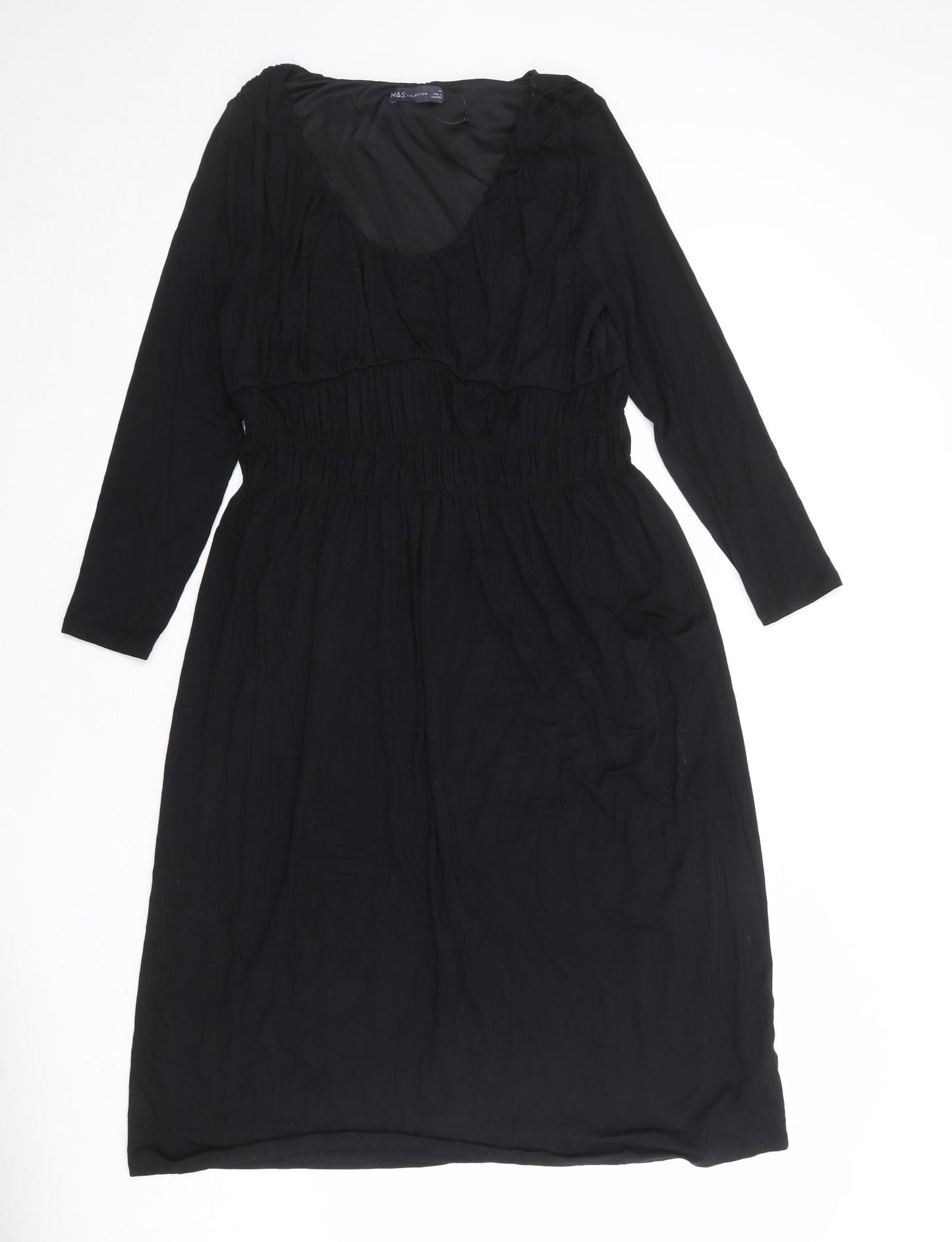 Marks and Spencer Womens Black Viscose Trapeze & Swing Size 14 Round Neck Pullover