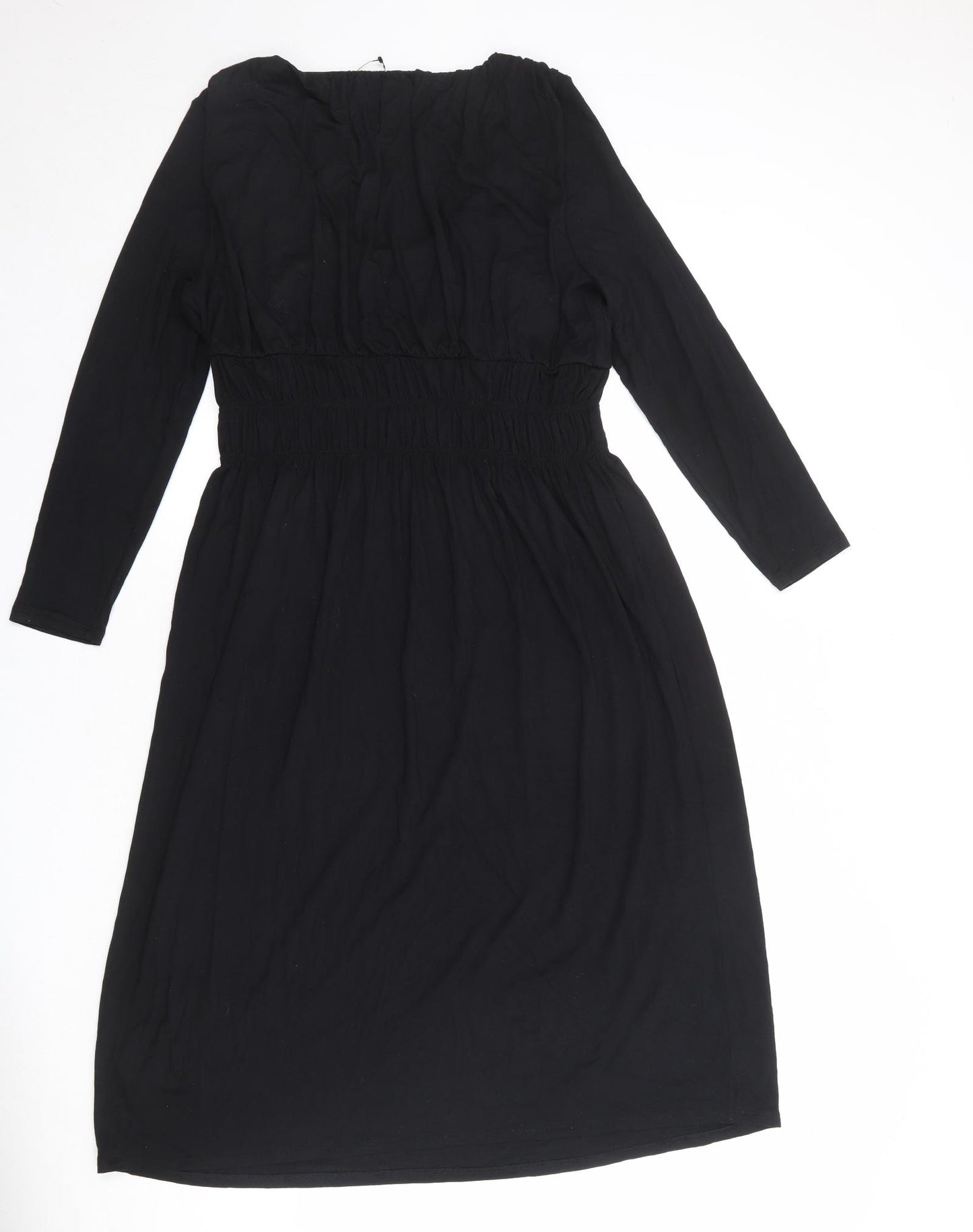 Marks and Spencer Womens Black Viscose Trapeze & Swing Size 14 Round Neck Pullover