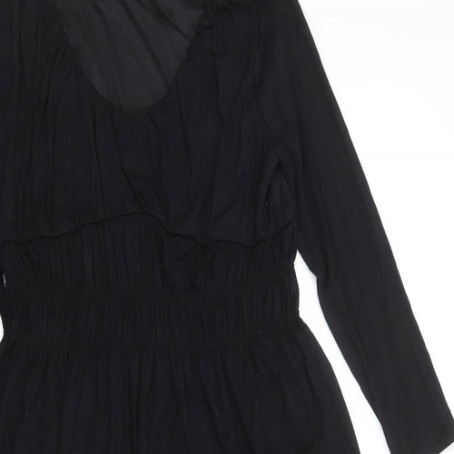 Marks and Spencer Womens Black Viscose Trapeze & Swing Size 14 Round Neck Pullover