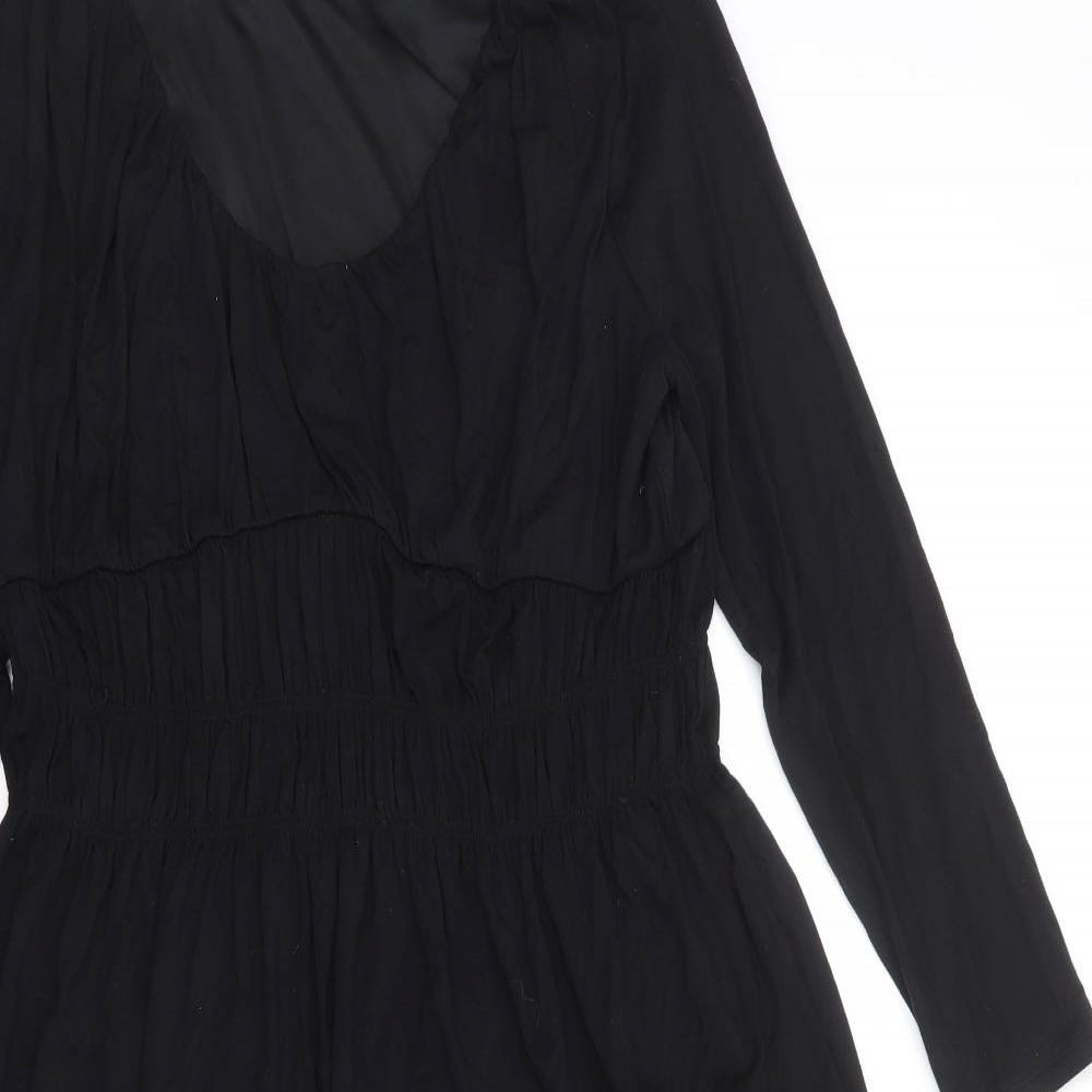 Marks and Spencer Womens Black Viscose Trapeze & Swing Size 14 Round Neck Pullover
