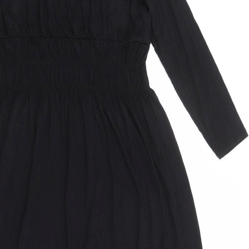 Marks and Spencer Womens Black Viscose Trapeze & Swing Size 14 Round Neck Pullover