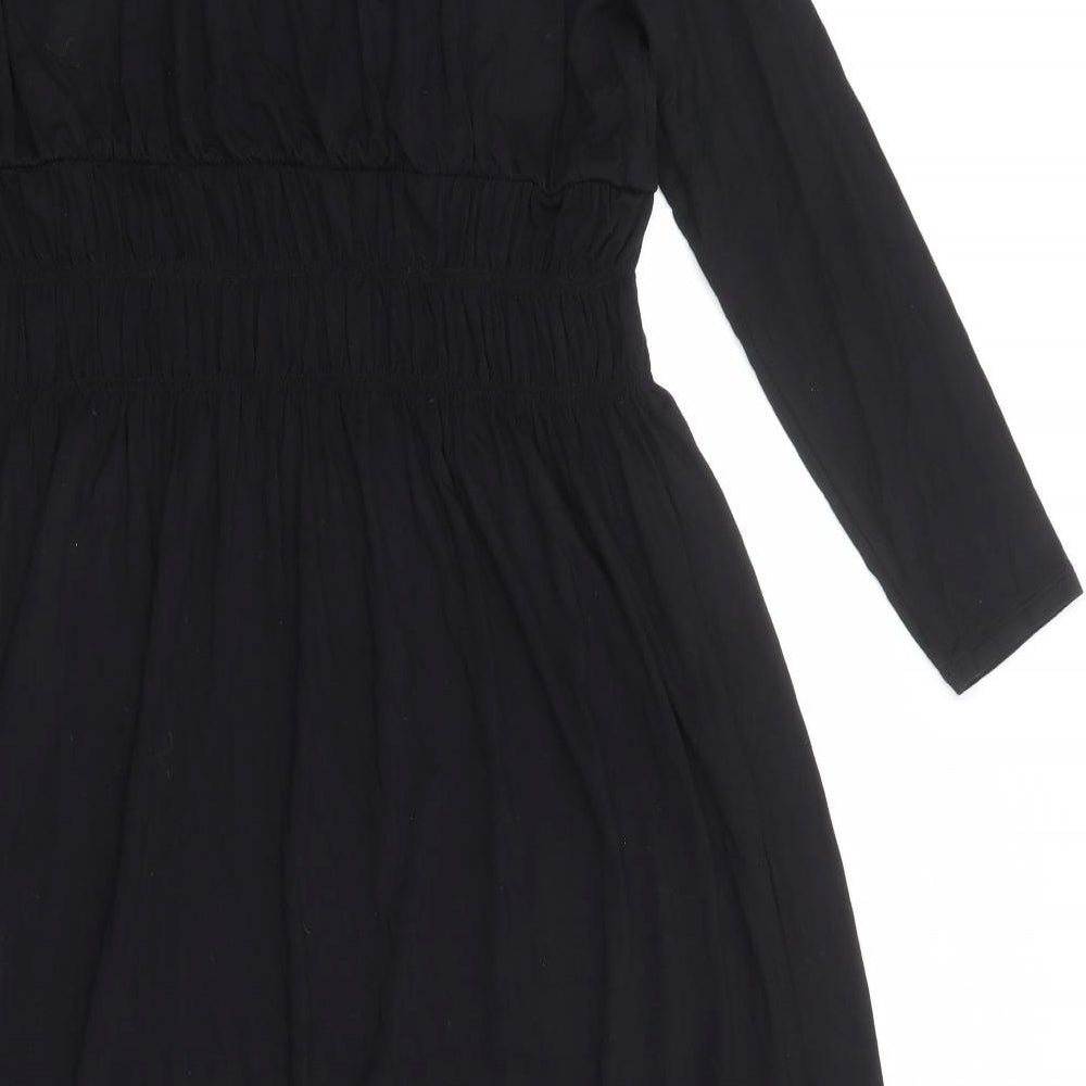 Marks and Spencer Womens Black Viscose Trapeze & Swing Size 14 Round Neck Pullover