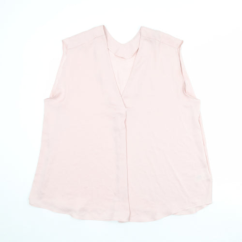 Marks and Spencer Womens Pink Polyester Basic Tank Size 10 V-Neck