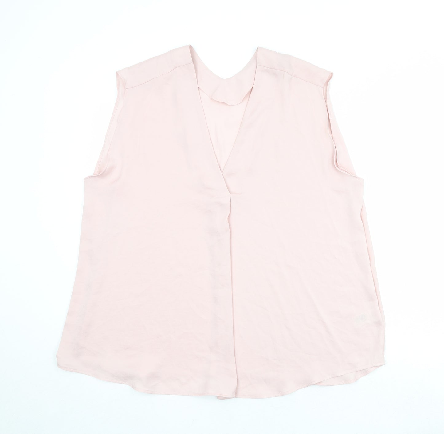 Marks and Spencer Womens Pink Polyester Basic Tank Size 10 V-Neck