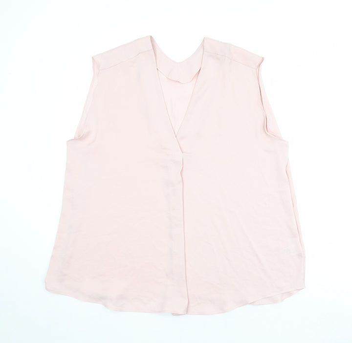 Marks and Spencer Womens Pink Polyester Basic Tank Size 10 V-Neck