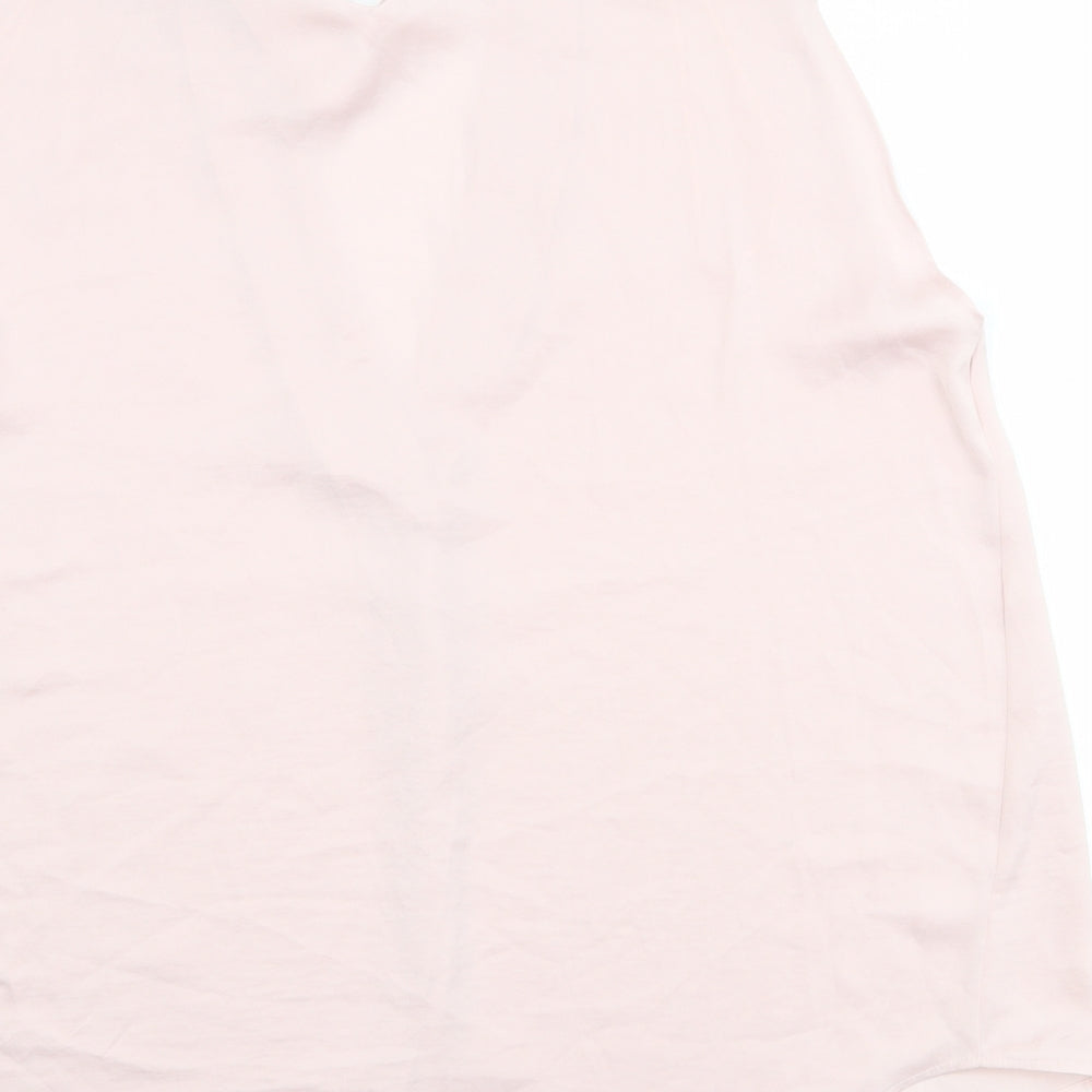 Marks and Spencer Womens Pink Polyester Basic Tank Size 10 V-Neck