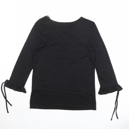ORSAY Womens Black Viscose Basic Blouse Size M Round Neck - Lace Details